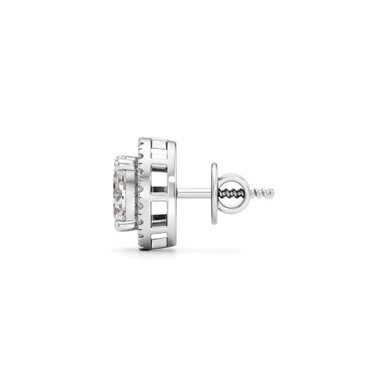 1.75CT Oval Halo Diamond Stud Earrings