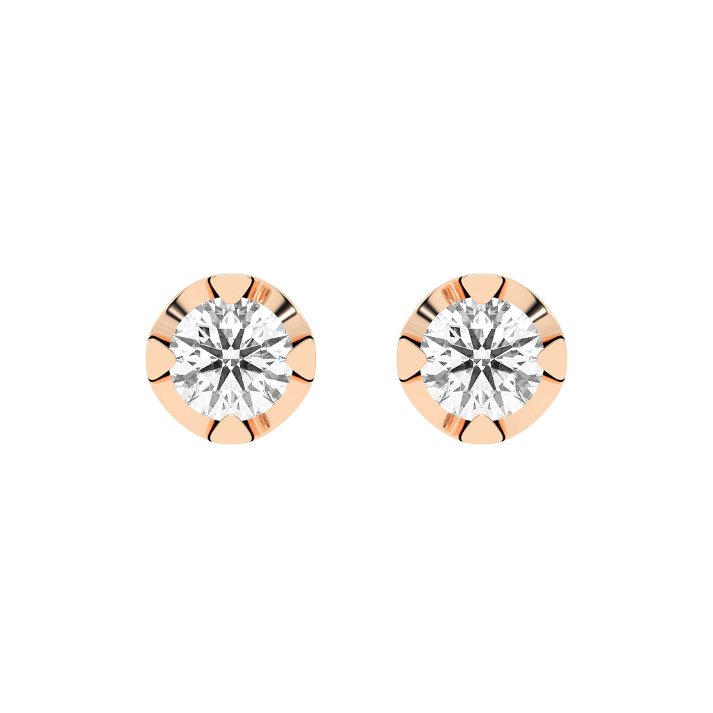 Classic Platinum Round Diamond Stud Earrings