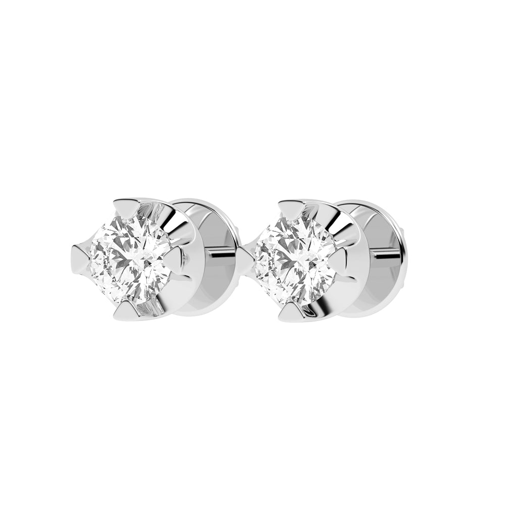Classic Platinum Round Diamond Stud Earrings