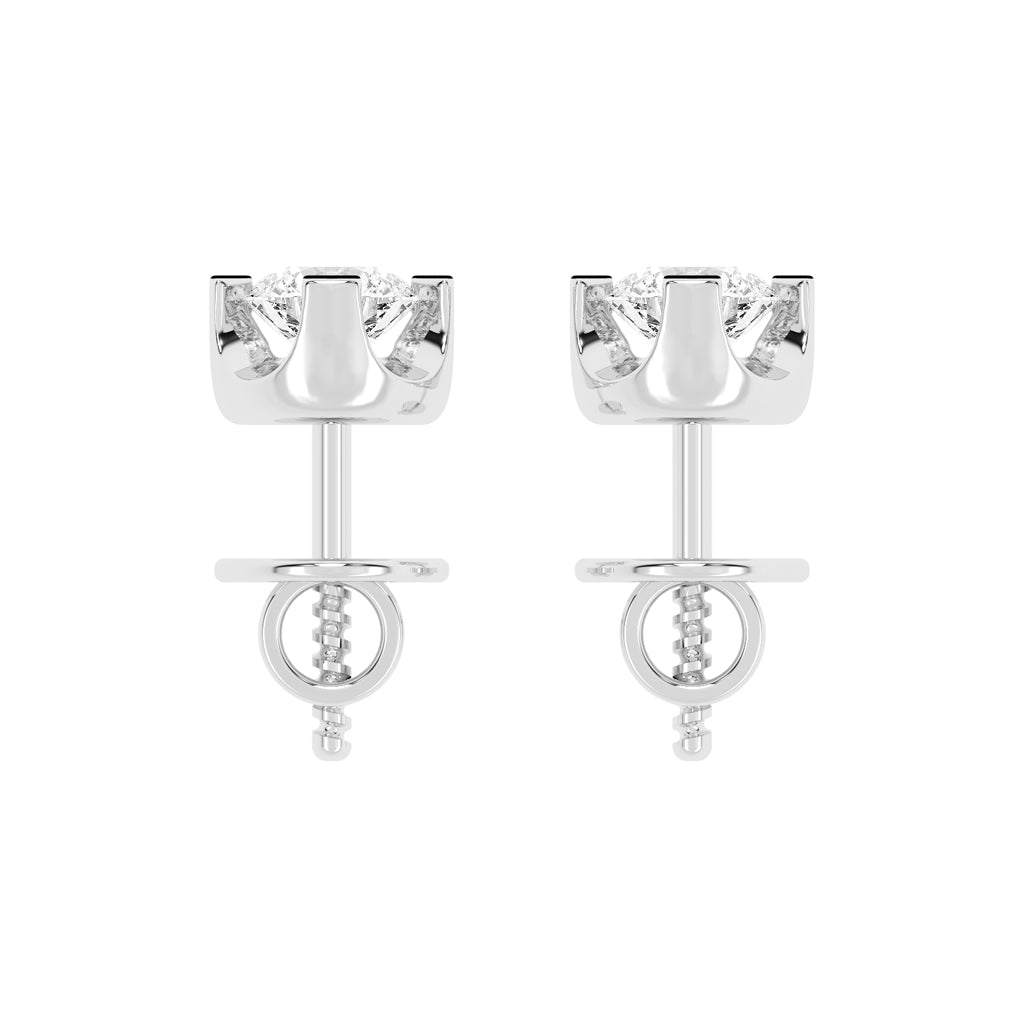 Classic Platinum Round Diamond Stud Earrings