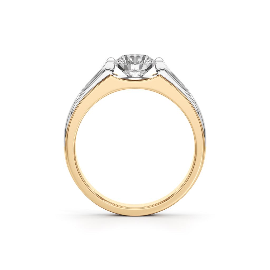 Majestic Dual-Tone Solitaire Diamond Ring for Men