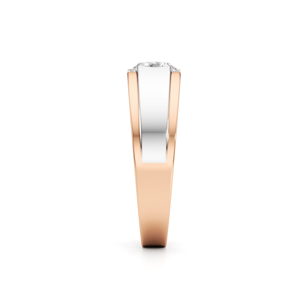 Regal Crest Two-Tone Solitaire Diamond Ring for Men