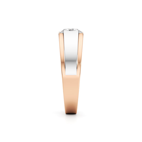 Regal Crest Two-Tone Solitaire Diamond Ring for Men