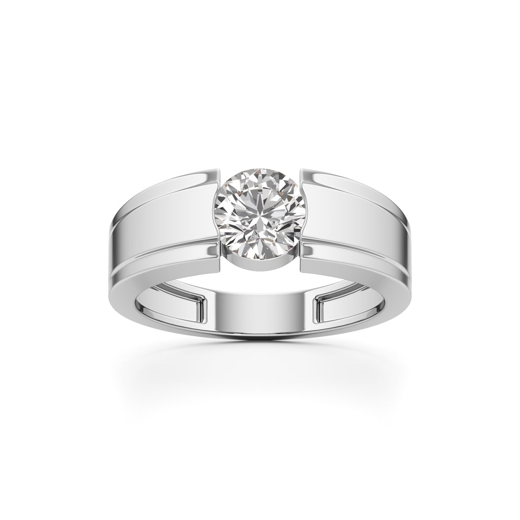 Regal Crest Two-Tone Solitaire Diamond Ring for Men
