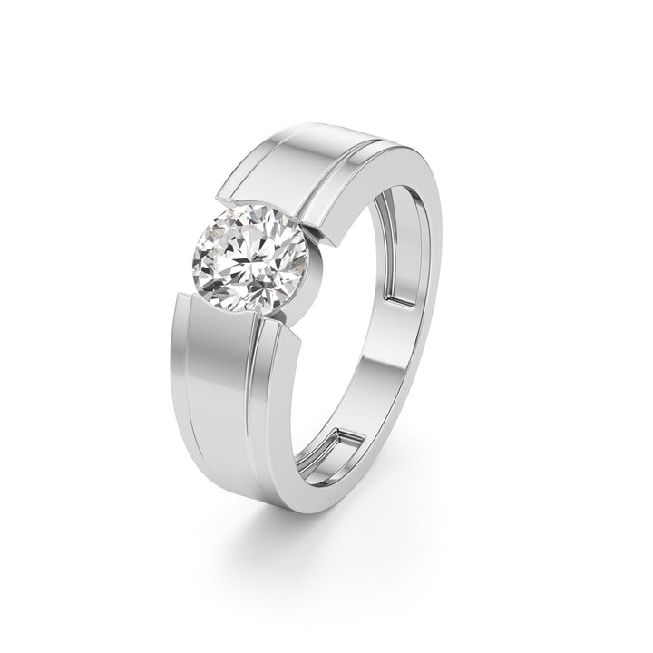 Regal Crest Two-Tone Solitaire Diamond Ring for Men