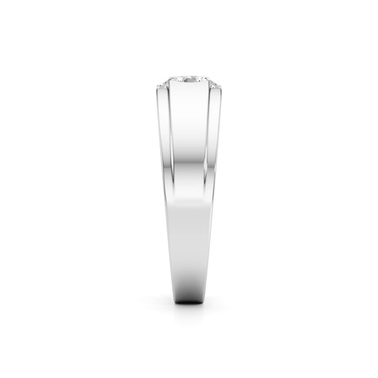 Regal Crest Two-Tone Solitaire Diamond Ring for Men