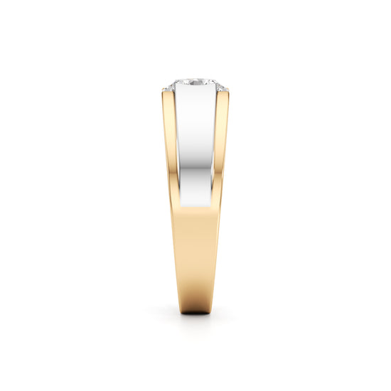 Regal Crest Two-Tone Solitaire Diamond Ring for Men