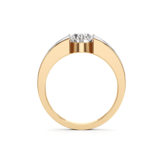 Regal Crest Two-Tone Solitaire Diamond Ring for Men