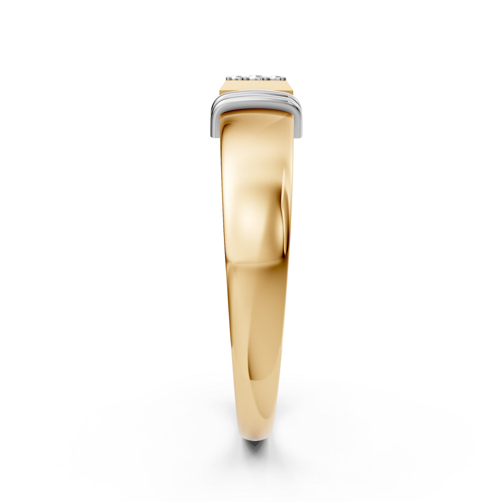 Sophisticated 925 Silver  18k Gold Plated Men’s Band with Rhodium-Accented Pavé Center