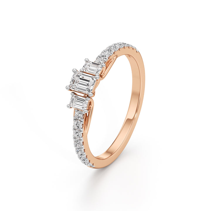 Sidorra 0.5Ct Surface Emerald Cut Side Stone Ring