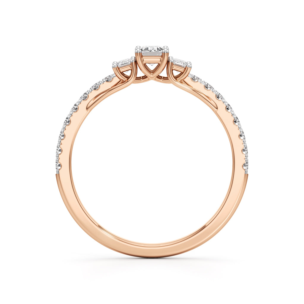 Sidorra 0.5Ct Surface Emerald Cut Side Stone Ring