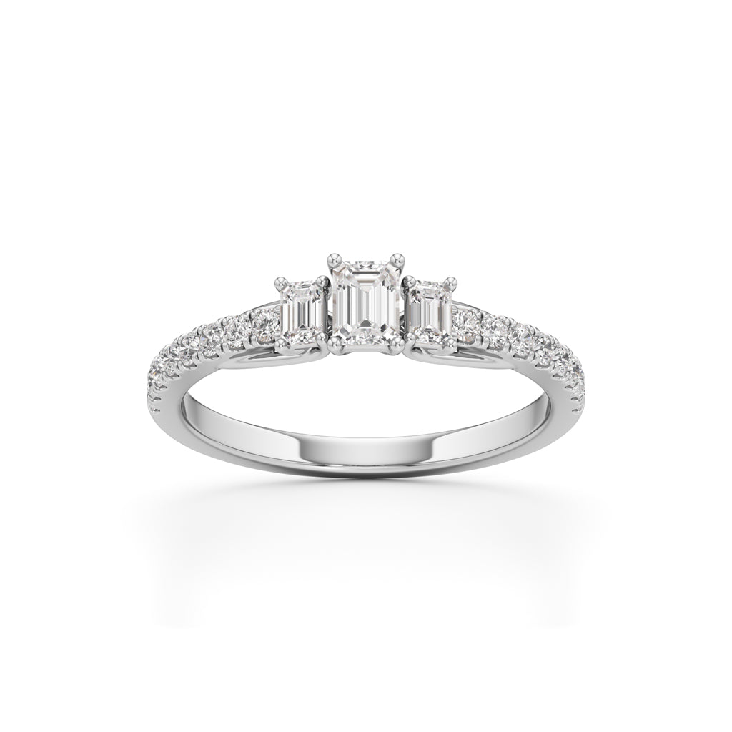 Sidorra 0.5Ct Surface Emerald Cut Side Stone Ring