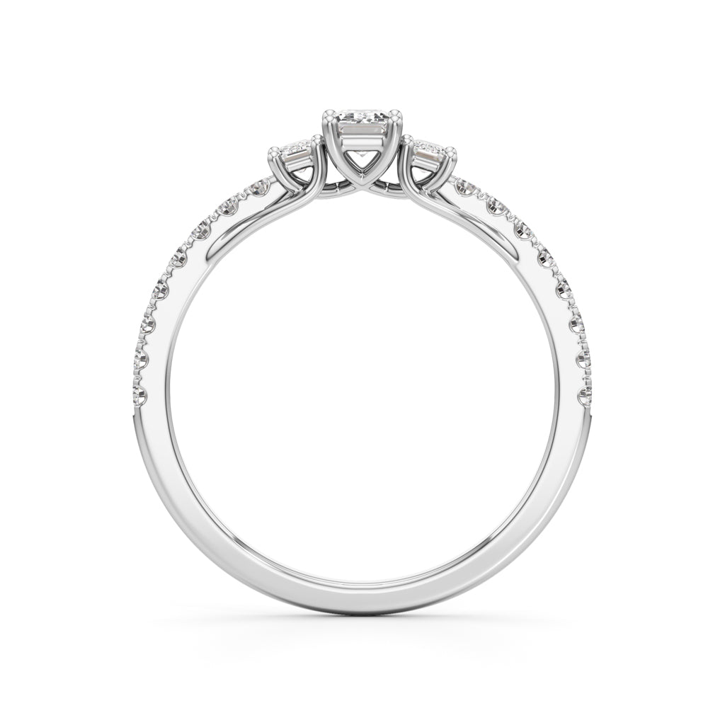 Sidorra 0.5Ct Surface Emerald Cut Side Stone Ring