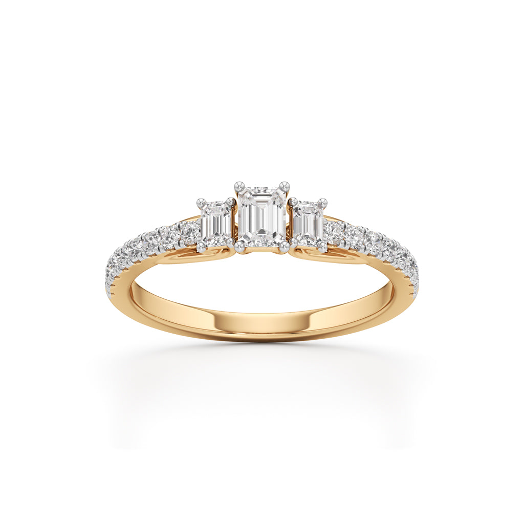 Sidorra 0.5Ct Surface Emerald Cut Side Stone Ring