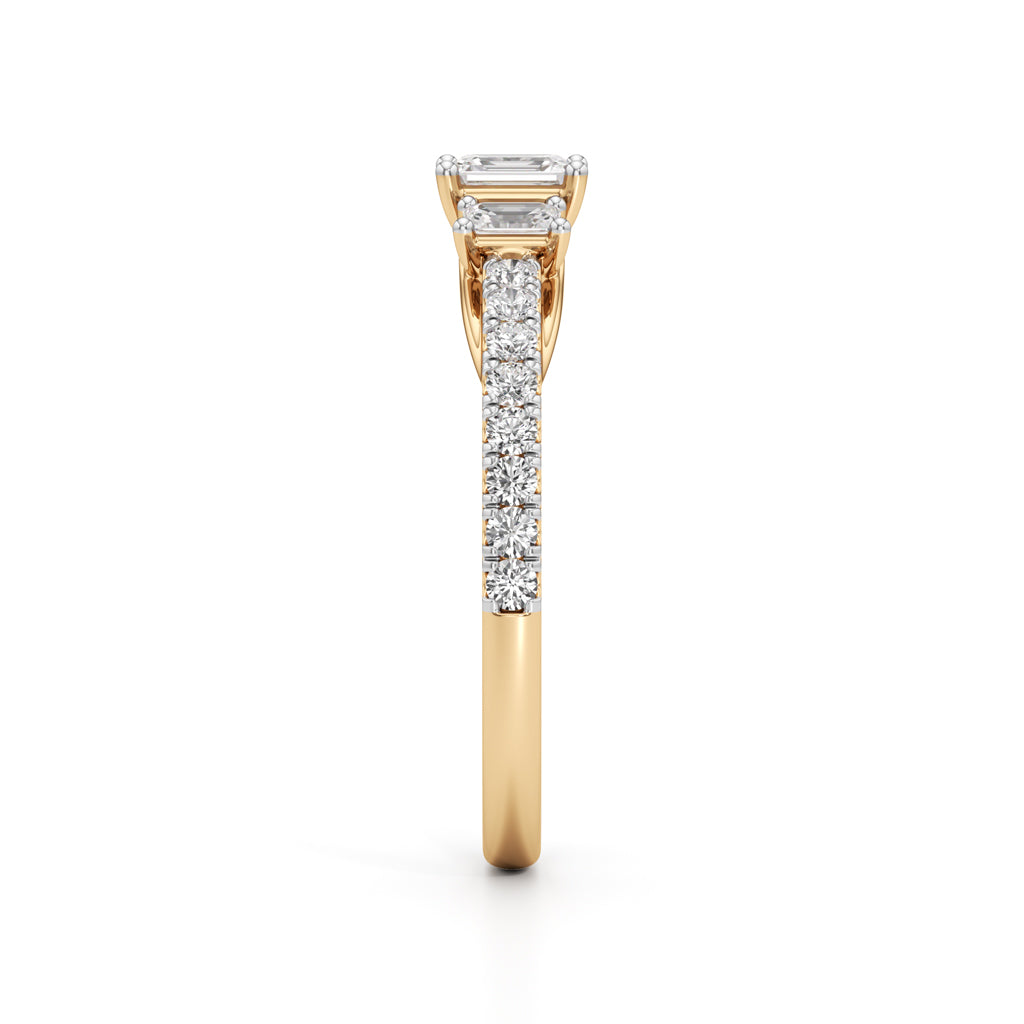 Sidorra 0.5Ct Surface Emerald Cut Side Stone Ring