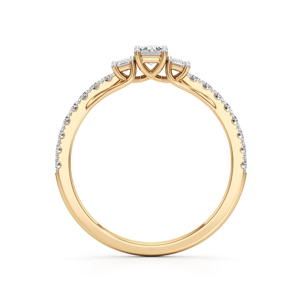 Sidorra 0.5Ct Surface Emerald Cut Side Stone Ring