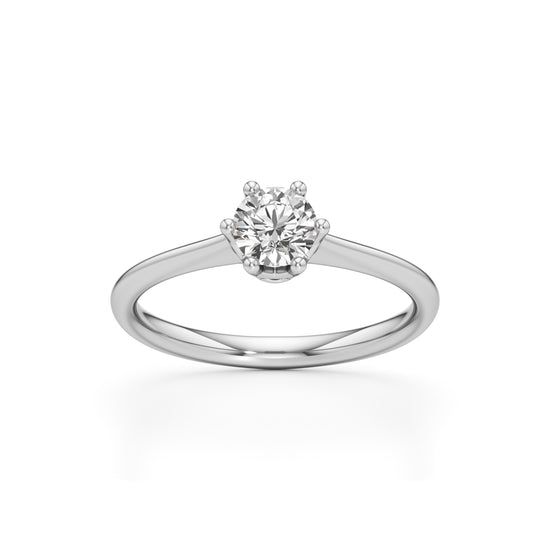 Crystellea 0.50Ct Six Prong Round Cut Solitaire Ring