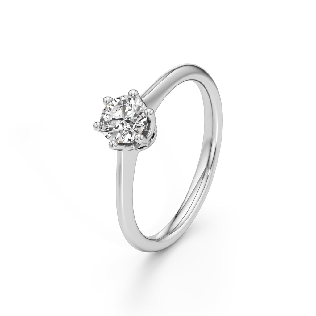 Crystellea 0.50Ct Six Prong Round Cut Solitaire Ring
