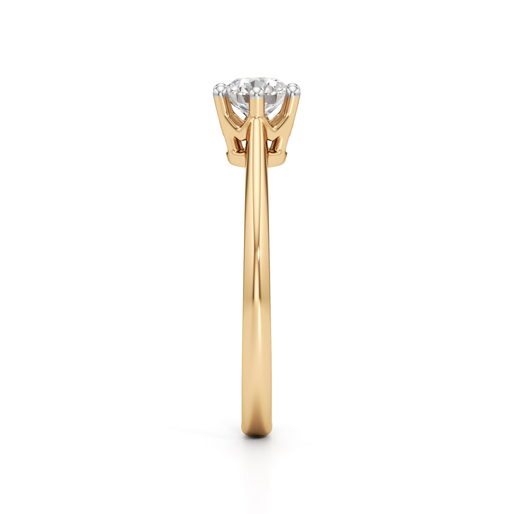Crystellea 0.50Ct Six Prong Round Cut Solitaire Ring