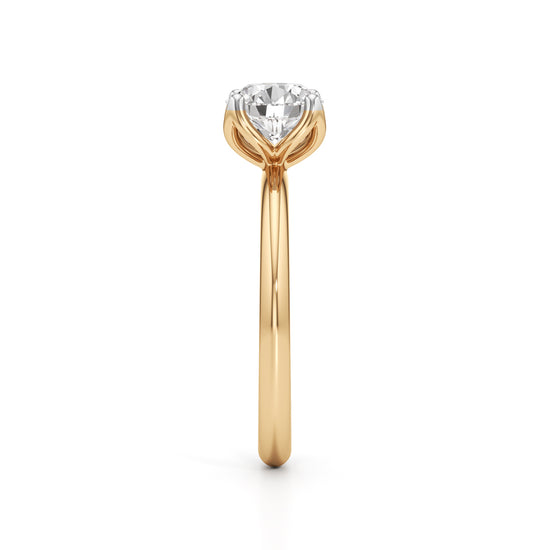 Elegant Solitaire 925 Silver  18k Gold Plated Tulip-Set Statement Ring