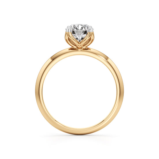 Elegant Solitaire 925 Silver  18k Gold Plated Tulip-Set Statement Ring