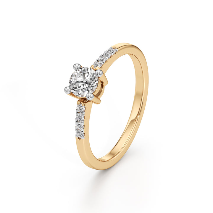 Timeless  Solitaire 925 Silver  18k Gold Plated Accent Ring