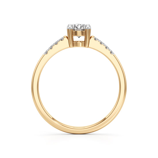 Vistara shared prong round cut side stone ring