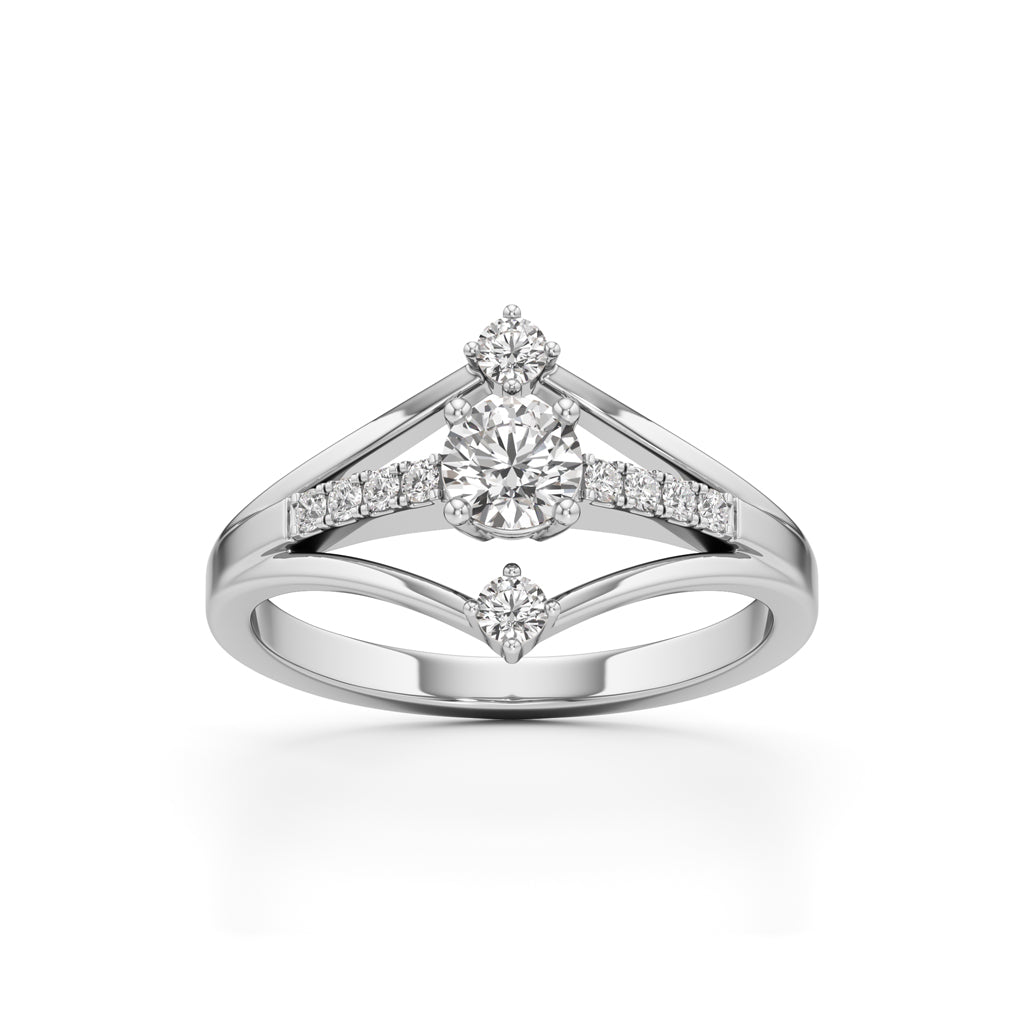 Auryana Split Shank Round Cut Classic Ring