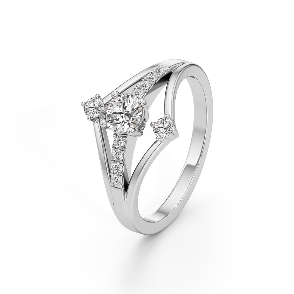 Auryana Split Shank Round Cut Classic Ring