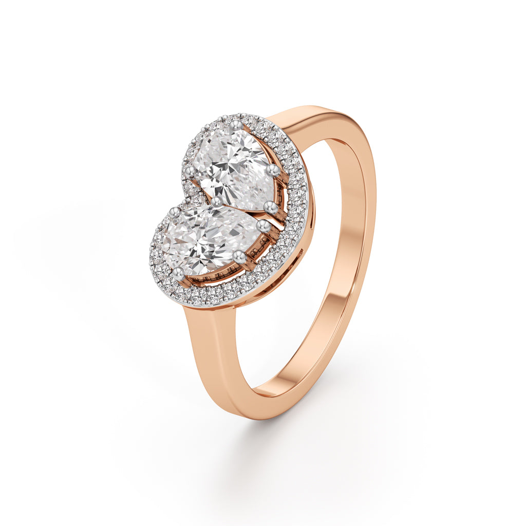 Haladira Heart Style Pear Cut Halo Ring