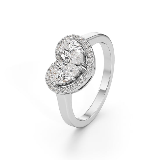 Haladira Heart Style Pear Cut Halo Ring