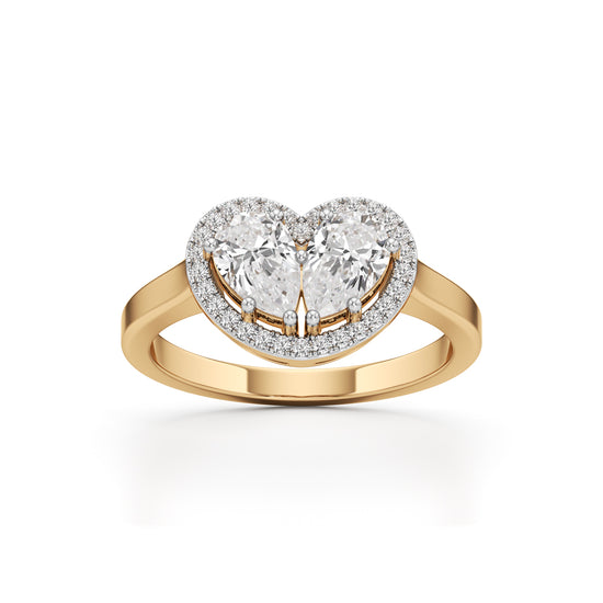 Haladira Heart Style Pear Cut Halo Ring