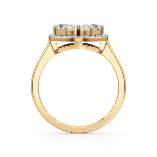 Haladira Heart Style Pear Cut Halo Ring