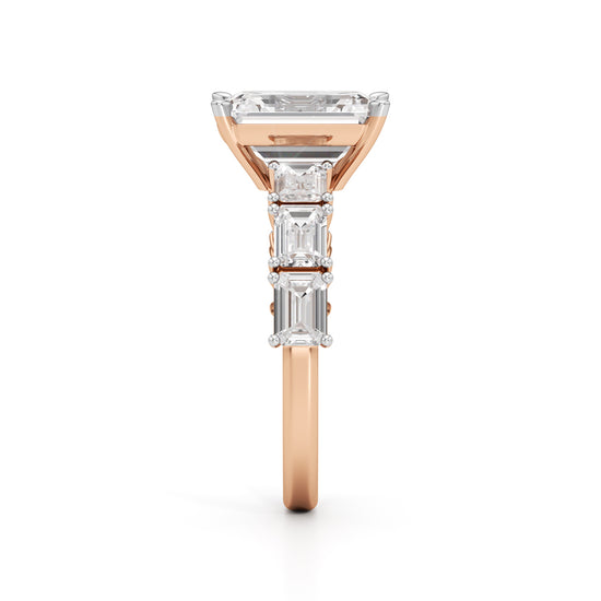 Sidenaire 4Ct Standard Emerald Cut Side Stone Ring
