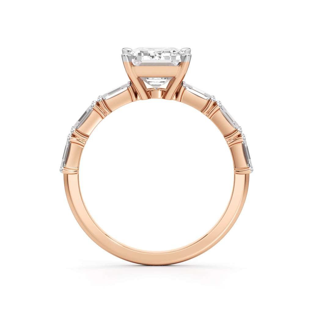 Sidenaire 4Ct Standard Emerald Cut Side Stone Ring