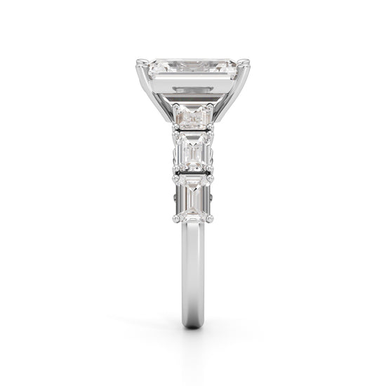 Sidenaire 4Ct Standard Emerald Cut Side Stone Ring