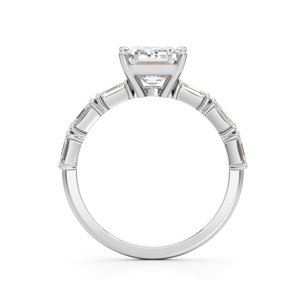 Sidenaire 4Ct Standard Emerald Cut Side Stone Ring