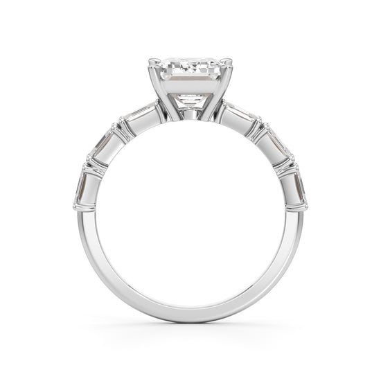 Sidenaire 4Ct Standard Emerald Cut Side Stone Ring