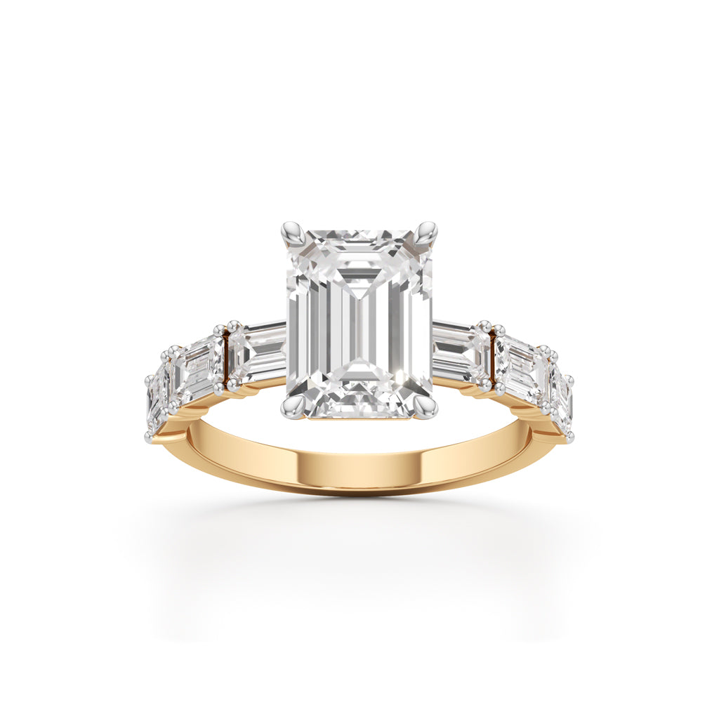 Sidenaire 4Ct Standard Emerald Cut Side Stone Ring