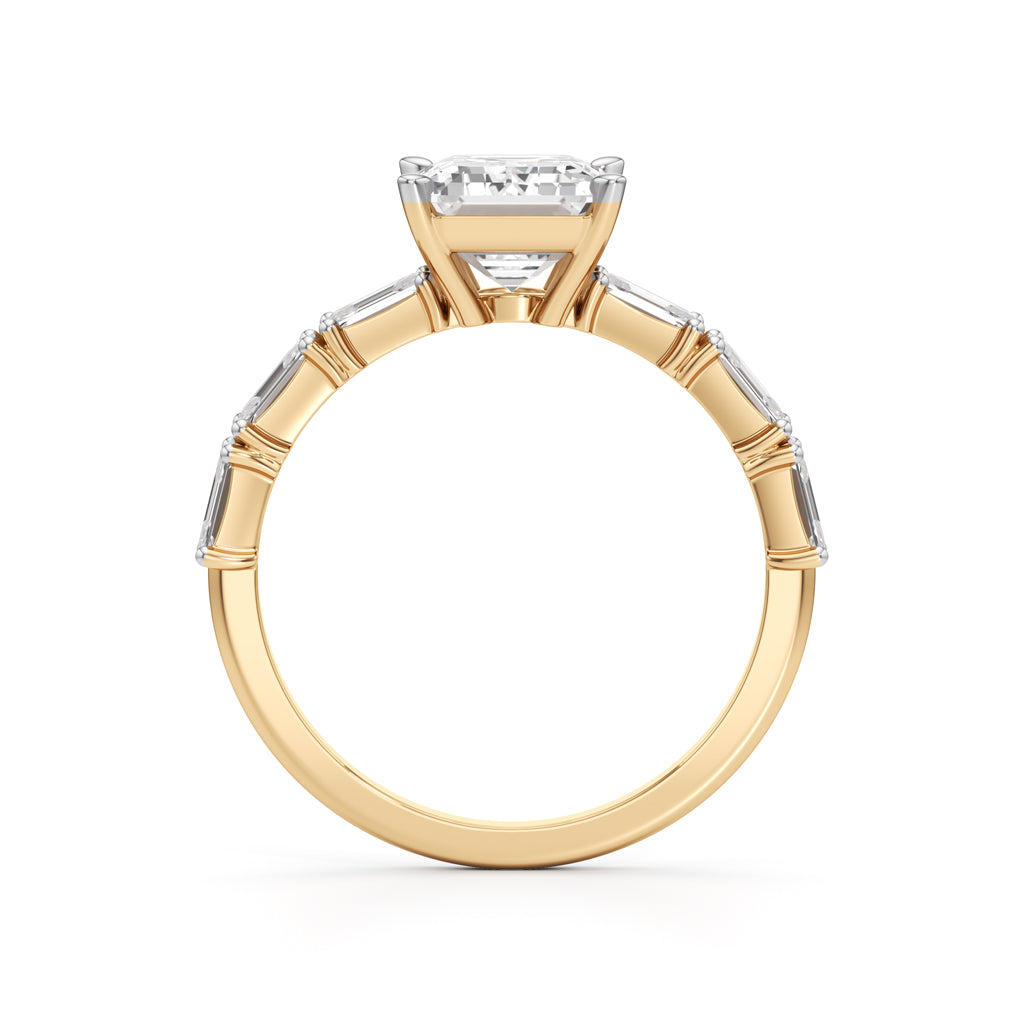 Sidenaire 4Ct Standard Emerald Cut Side Stone Ring
