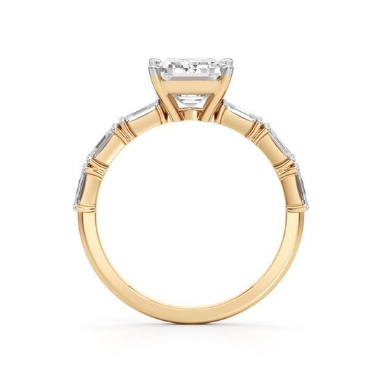 Sidenaire 4Ct Standard Emerald Cut Side Stone Ring