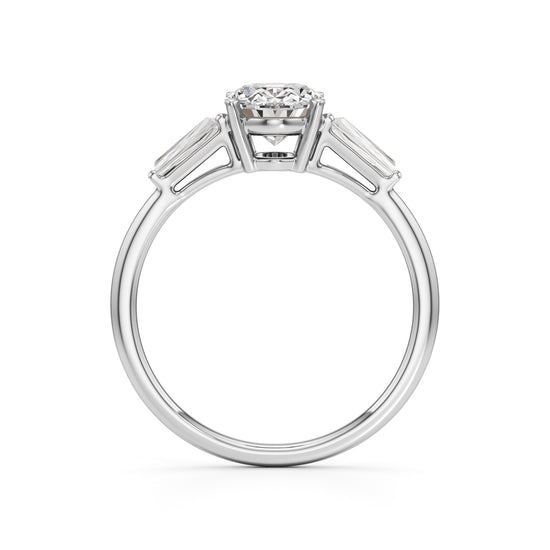 Trevalon 2Ct Tapred Baguettes Oval Cut Three Stone Ring