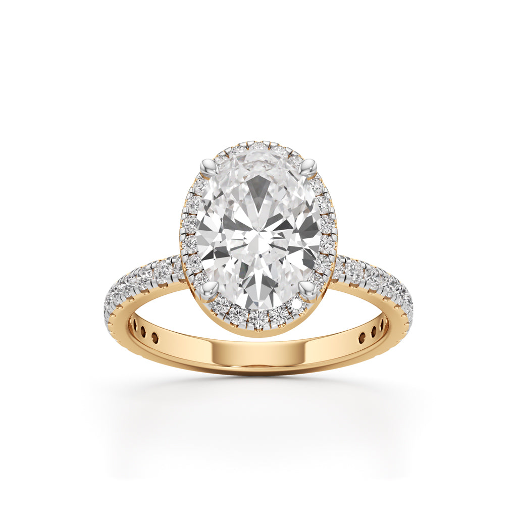 Halistia 3.50Ct Petite Claw Oval Cut Halo Ring
