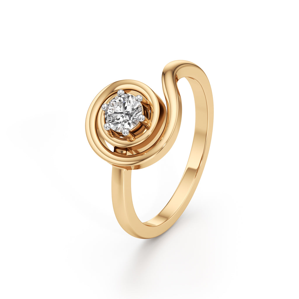 Delicor Double Twist Round Cut Delicate Ring