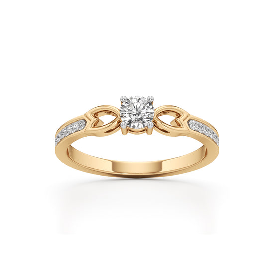 Verisona Four Prong Round Cut Side Stone Ring