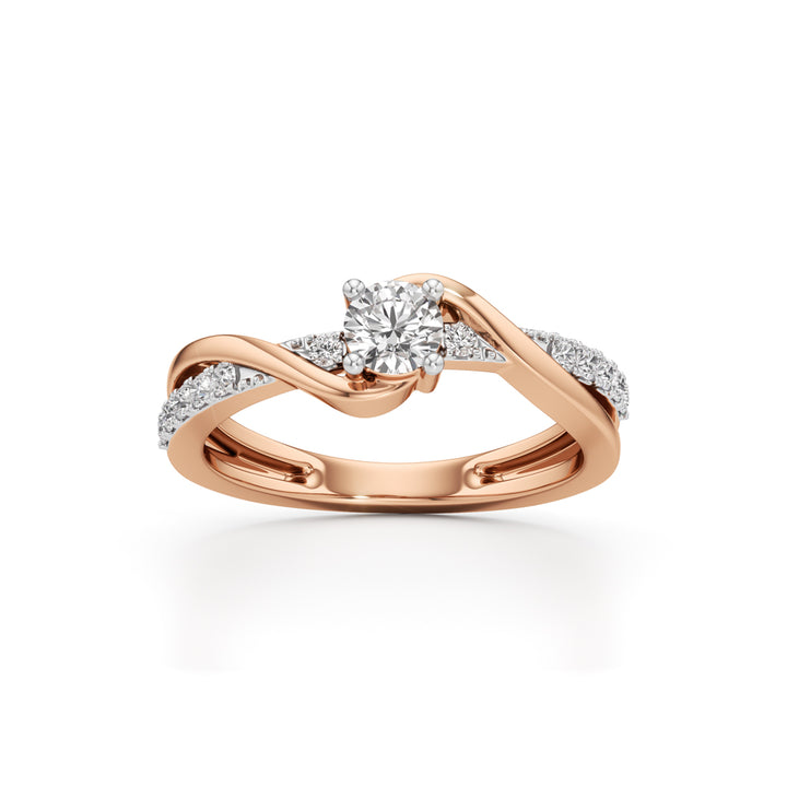 Lumeon Twist Setting Round Cut Side Stone Ring