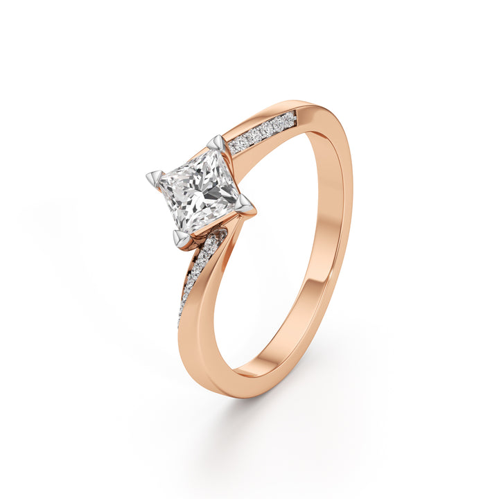 Zivania 0.5Ct Bypass Princess Cut Classic Ring