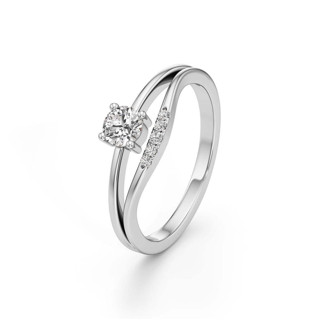 Delavira Split Shank Round Cut Delicate Ring