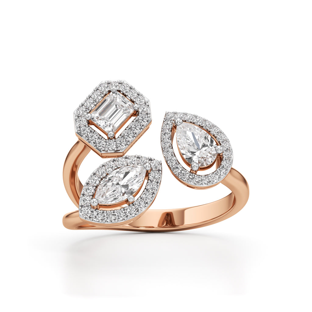 Glimvella 1Ct Three Cut Cocktail Ring