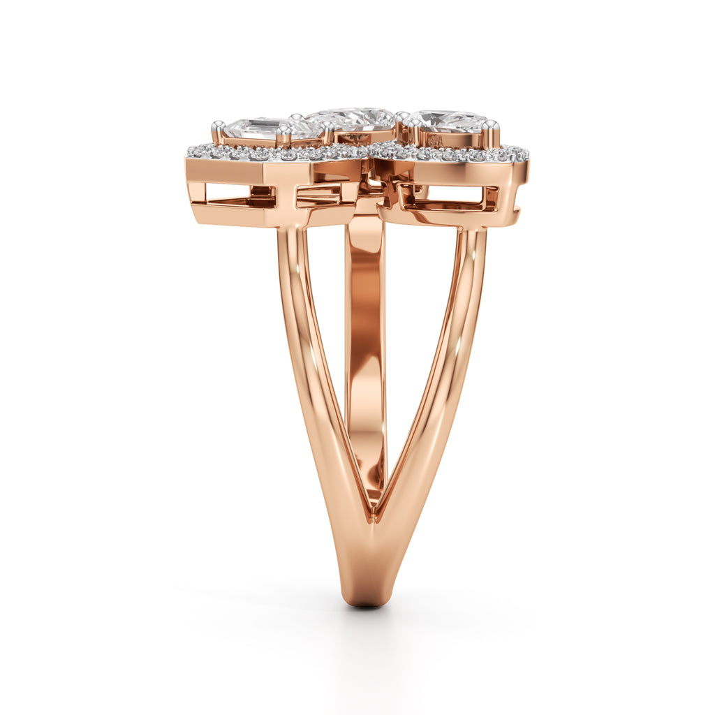 Glimvella 1Ct Three Cut Cocktail Ring